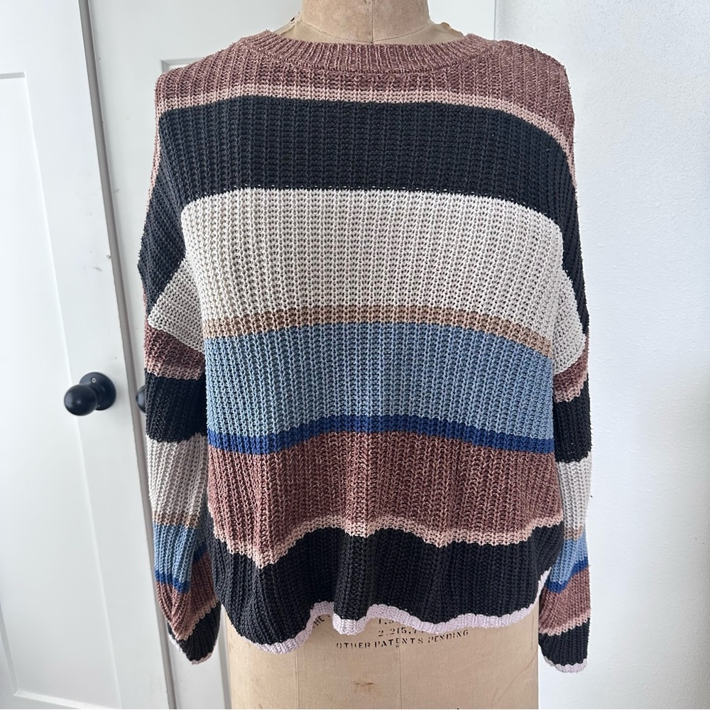 AMERICAN EAGLE Striped Crewneck Sweater oversized looser weave